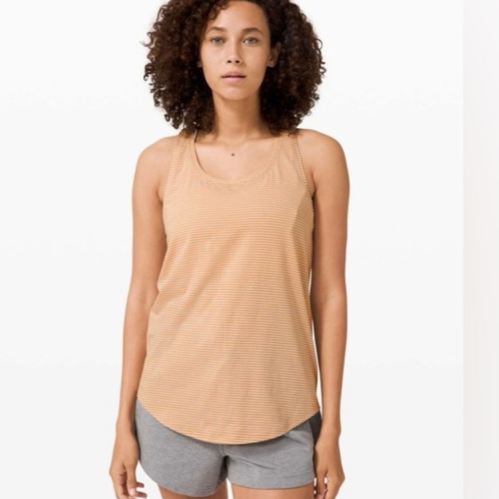 Lululemon Love Tank Pleated Cream White Striped